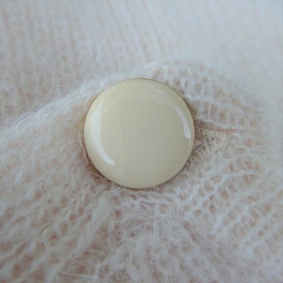 MoHaiR ALPaCa Blend Sezane Sweater Crew Blush Pink Buttons Down Arm Italy M - Picture 7 of 12